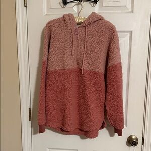 PINK Victoria's Secret Pink and Rose Sherpa half zip hoodie